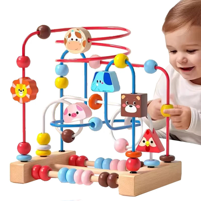 Brinquedo Educativo de Madeira – Labirinto de Contas Estilo Montessori