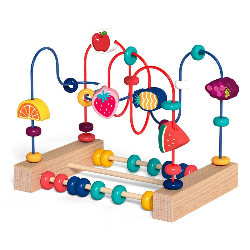 Brinquedo Educativo de Madeira – Labirinto de Contas Estilo Montessori