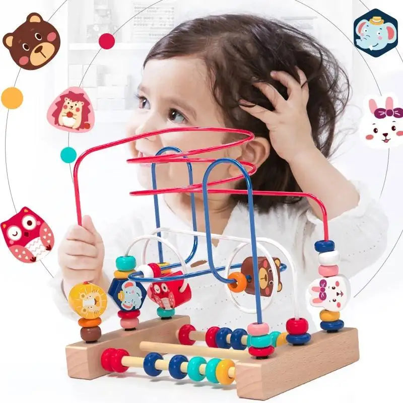 Brinquedo Educativo de Madeira – Labirinto de Contas Estilo Montessori
