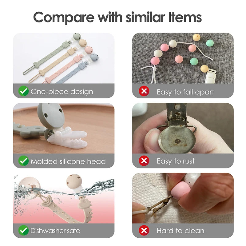 Clipe de Chupeta em Silicone – Conforto, Estilo e Segurança para o Seu Bebê