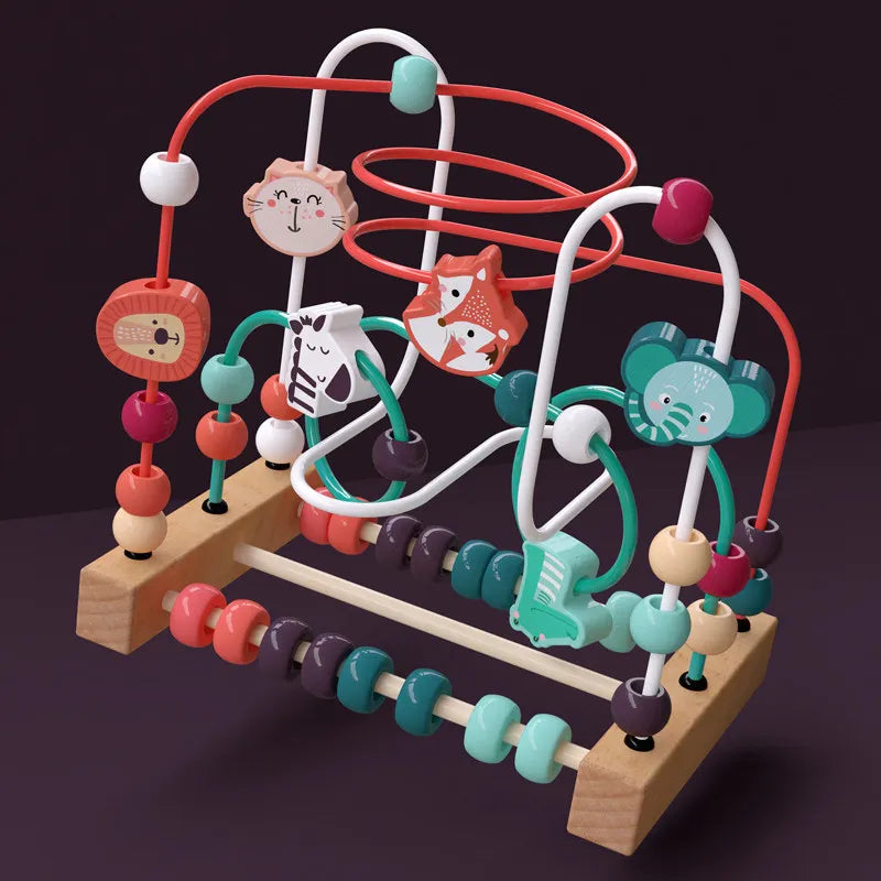 Brinquedo Educativo de Madeira – Labirinto de Contas Estilo Montessori