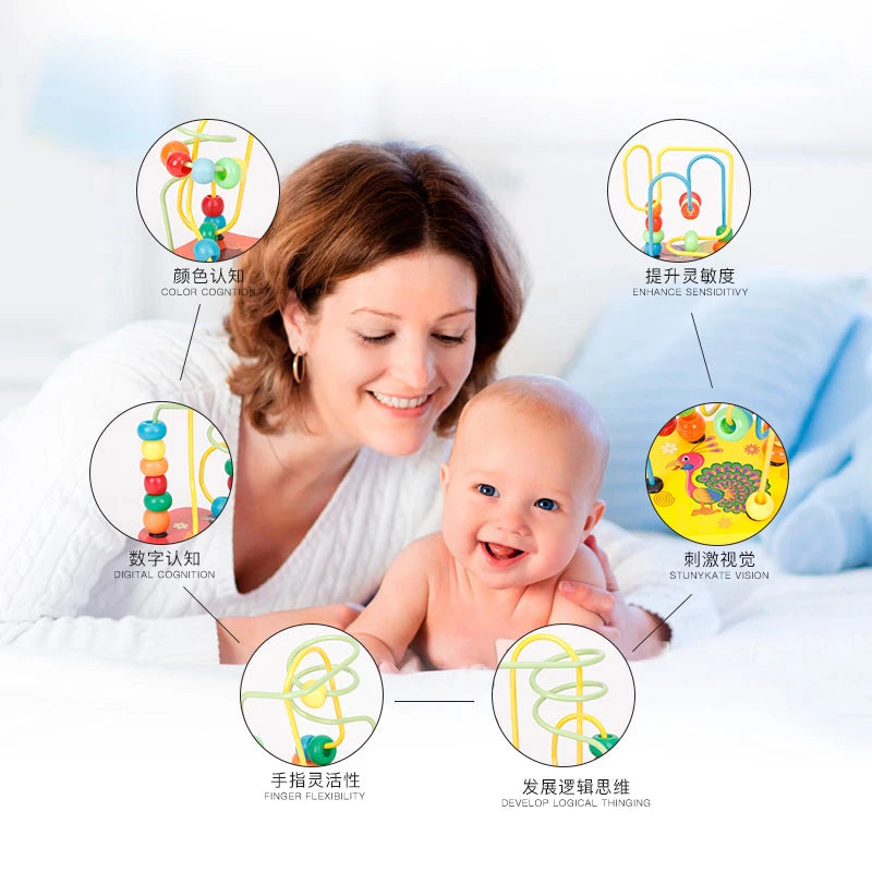 Brinquedo Educativo de Madeira – Labirinto de Contas Estilo Montessori