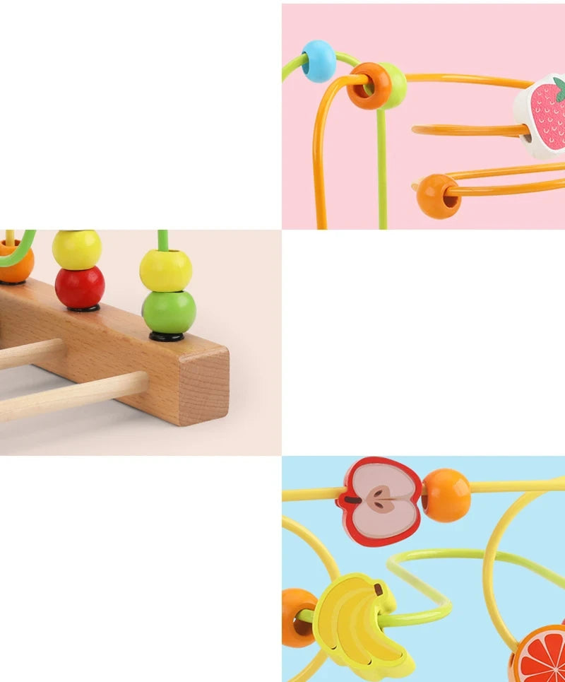 Brinquedo Educativo de Madeira – Labirinto de Contas Estilo Montessori