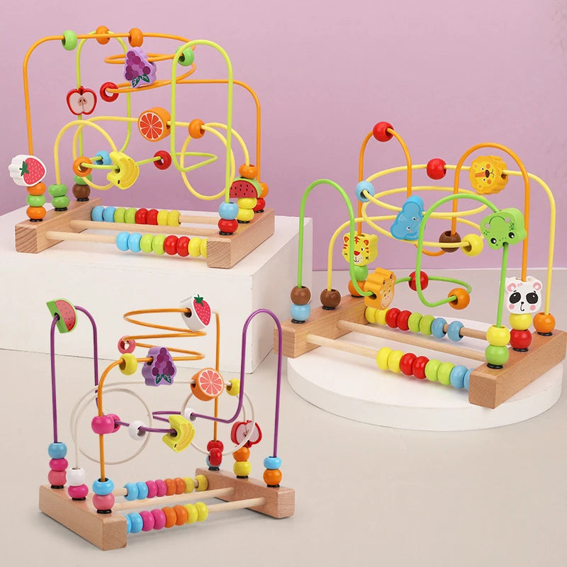 Brinquedo Educativo de Madeira – Labirinto de Contas Estilo Montessori