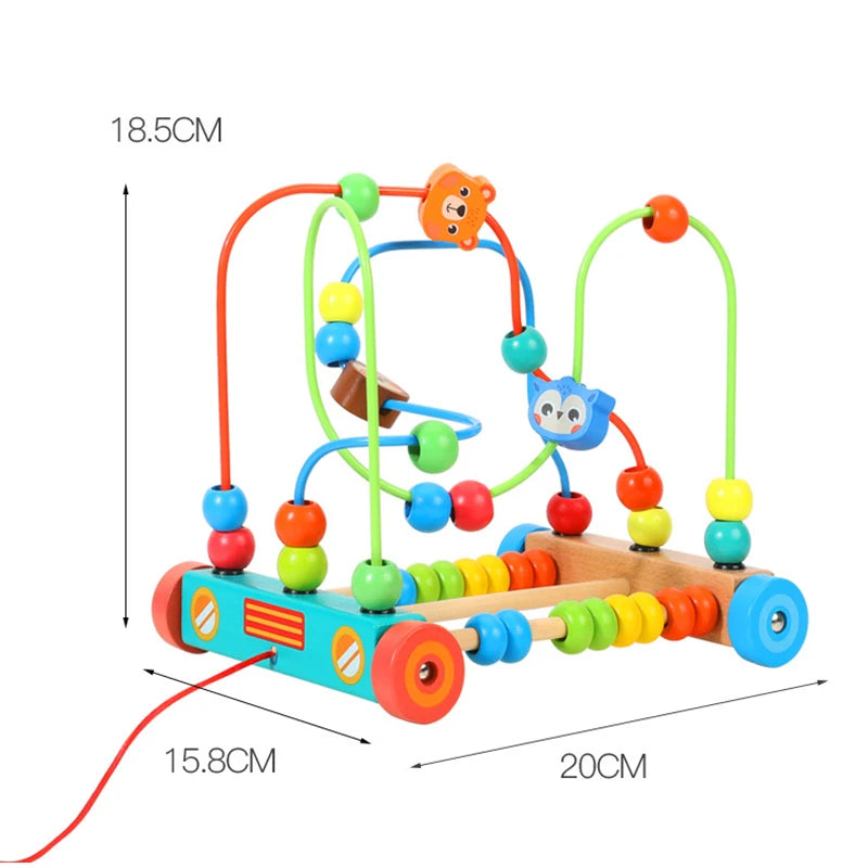 Brinquedo Educativo de Madeira – Labirinto de Contas Estilo Montessori