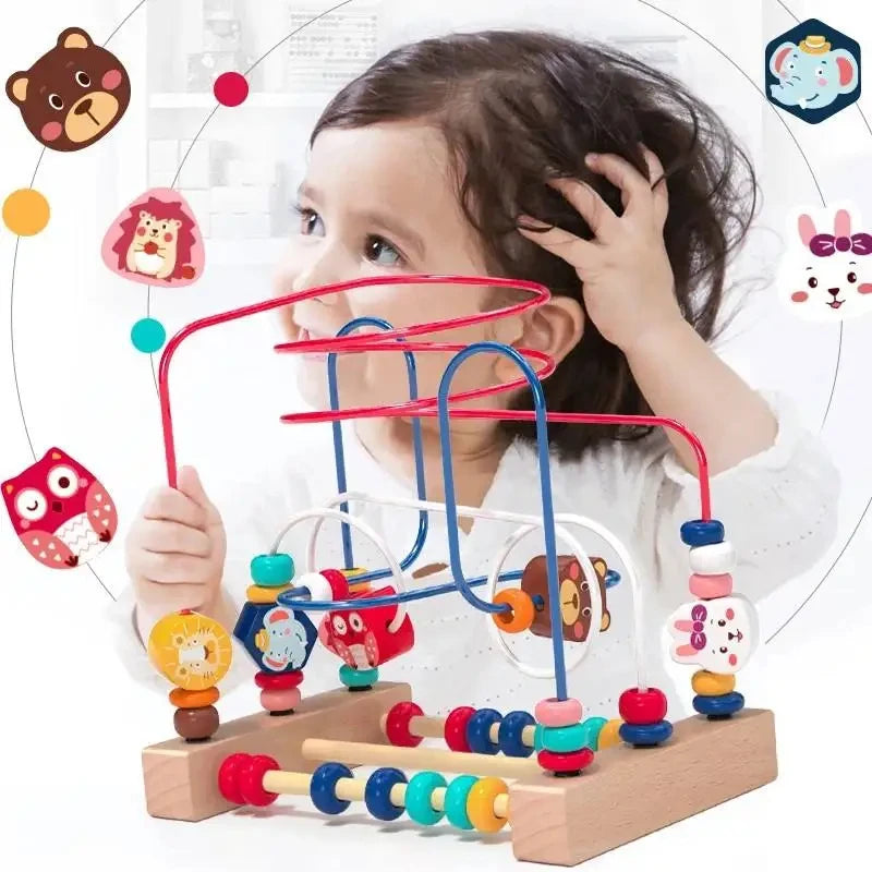 Brinquedo Educativo de Madeira – Labirinto de Contas Estilo Montessori