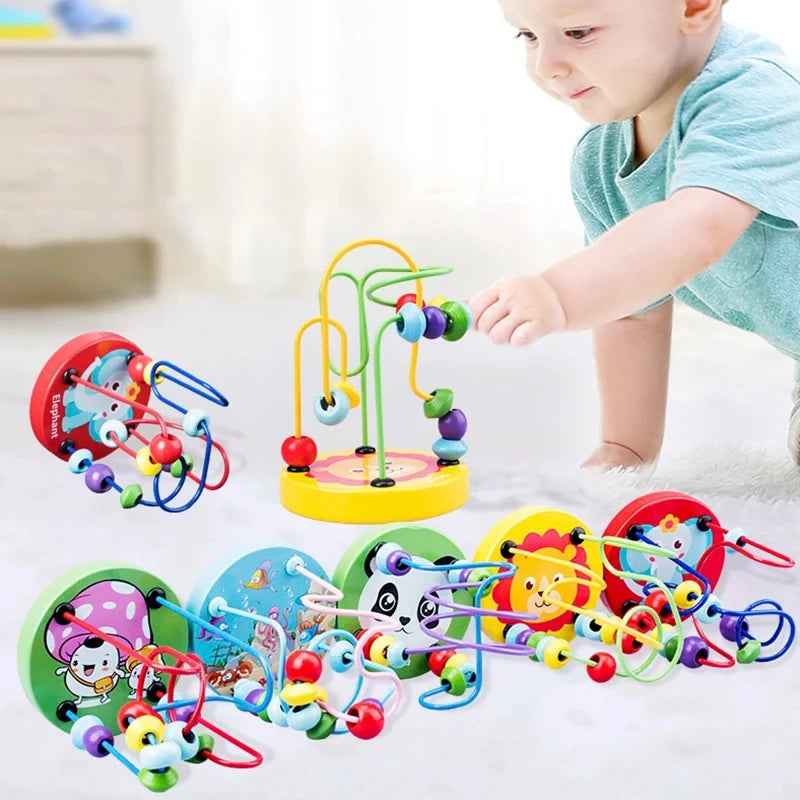 Brinquedo Educativo de Madeira – Labirinto de Contas Estilo Montessori