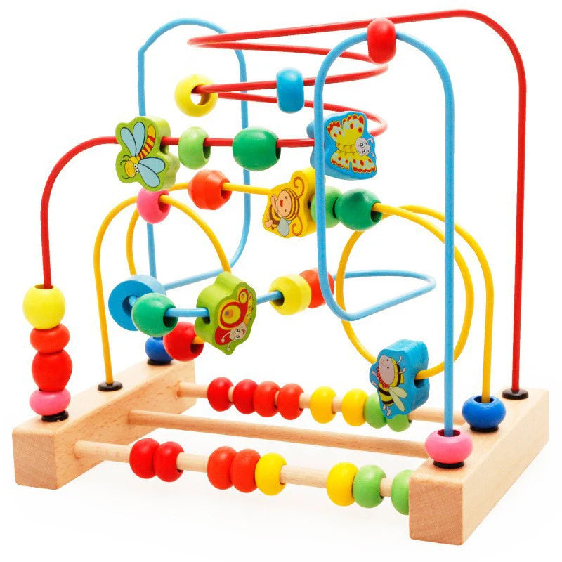 Brinquedo Educativo de Madeira – Labirinto de Contas Estilo Montessori