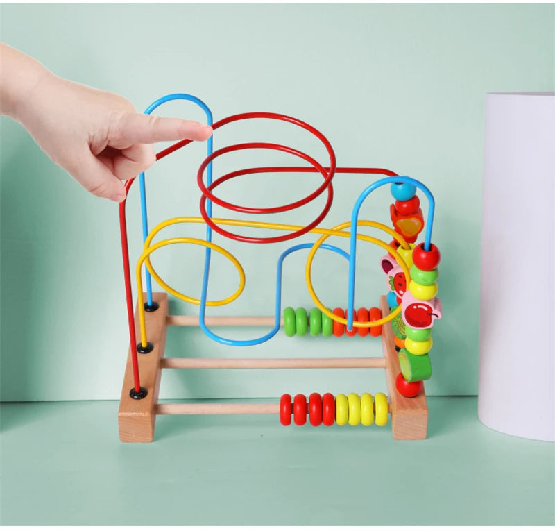 Brinquedo Educativo de Madeira – Labirinto de Contas Estilo Montessori